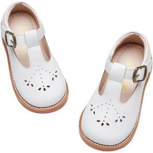 imageGINFIVE Toddler Girls Dress Shoes Little Kids Flats School Mary Janes ShoesGf282  White
