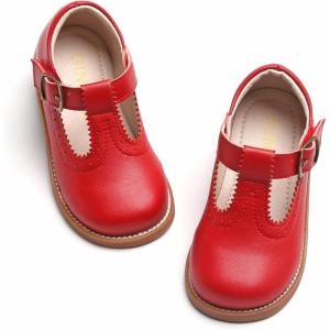 imageGINFIVE Toddler Little Girls Mary Janes Flats Girls Dress Shoes Kids ShoesGf07  Red