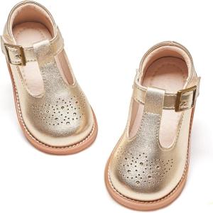 imageGINFIVE Toddler Little Girls Mary Janes Flats Girls Dress Shoes Kids ShoesGf20gold