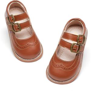 imageGINFIVE Toddler Little Girls Mary Janes Flats Girls Dress Shoes Kids ShoesGf285brown