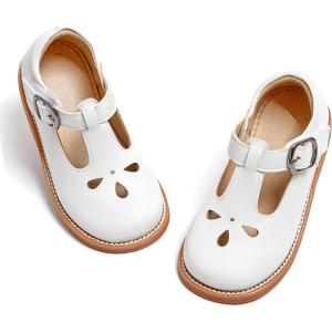 imageGINFIVE Toddler Little Girls Mary Janes Flats Girls Dress Shoes Kids ShoesGx82white