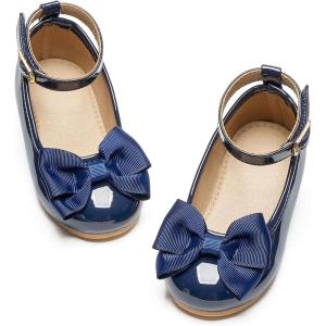 imageGINFIVE Toddler Girls Dress Shoes Mary Janes Ballerina Flats for Girls Shoes ToddlerGg13navy Blue