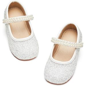 image:imageGINFIVE Toddler Girls Dress Shoes Little Girls Mary Janes Ballerina Flats Shoes ToddlerGa01white