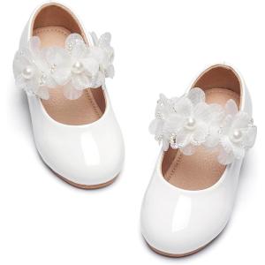 image:imageGINFIVE Toddler Girls Dress Shoes Little Girls Mary Janes Ballerina Flats Shoes ToddlerGa08white