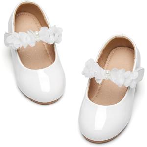 image:imageGINFIVE Toddler Girls Dress Shoes Little Girls Mary Janes Ballerina Flats Shoes ToddlerGa09white