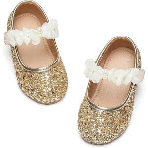 image:imageGINFIVE Toddler Girls Dress Shoes Little Girls Mary Janes Ballerina Flats Shoes ToddlerGa10gold