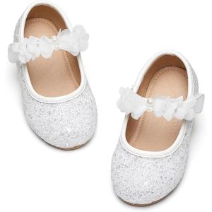 image:imageGINFIVE Toddler Girls Dress Shoes Little Girls Mary Janes Ballerina Flats Shoes ToddlerGa10white