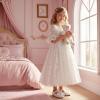 image:imageGINFIVE Toddler Girls Dress Shoes Mary Janes Ballerina Flats for Girls Shoes ToddlerGa07white