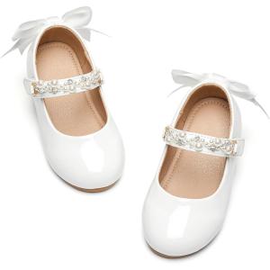 image:imageGINFIVE Toddler Girls Dress Shoes Mary Janes Ballerina Flats for Girls Shoes ToddlerGa14white
