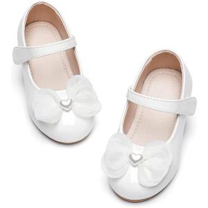 image:imageGINFIVE Toddler Girls Dress Shoes Mary Janes Ballerina Flats for Girls Shoes ToddlerGa06white